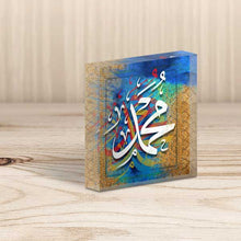 Load image into Gallery viewer, Names –  Gold &amp; Blue Acrylic Block

